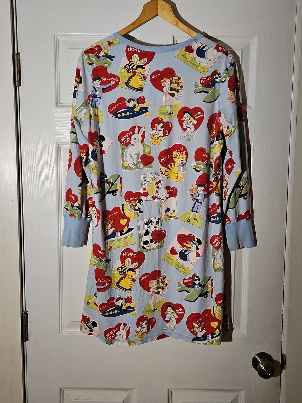 Nick & Nora Light Blue Cartoon Heart Henley Nightshirt - Picture 5 of 5